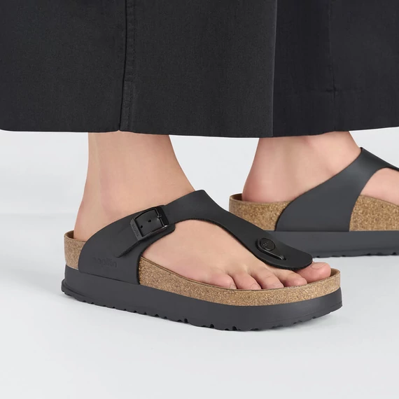 Birkenstock Gizeh Papillio VEGAN lábujjközös papucs normal | Fekete | Black