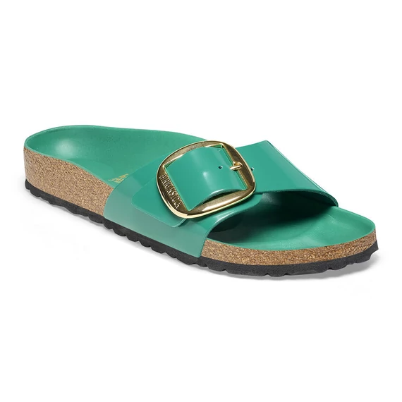Birkenstock Madrid Big Buckle egypántos papucs keskeny | Zöld lakk bőr | Digital green high shine leather
