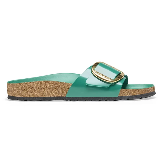 Birkenstock Madrid Big Buckle egypántos papucs keskeny | Zöld lakk bőr | Digital green high shine leather