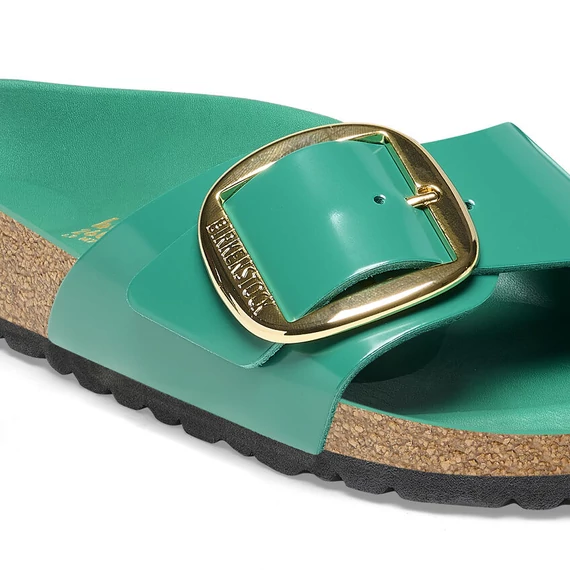 Birkenstock Madrid Big Buckle egypántos papucs keskeny | Zöld lakk bőr | Digital green high shine leather