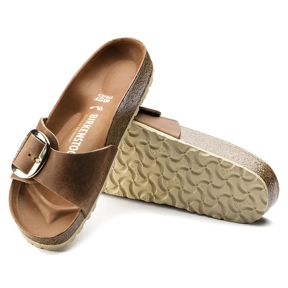 Birkenstock Madrid Big Buckle egypántos papucs keskeny | Konyak bőr | Cognac leather