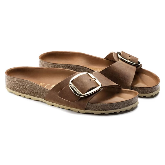 Birkenstock Madrid Big Buckle egypántos papucs keskeny | Konyak bőr | Cognac leather
