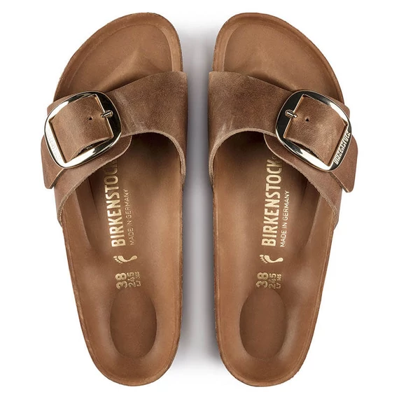 Birkenstock Madrid Big Buckle egypántos papucs keskeny | Konyak bőr | Cognac leather