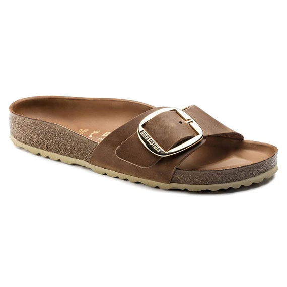 Birkenstock Madrid Big Buckle egypántos papucs keskeny | Konyak bőr | Cognac leather
