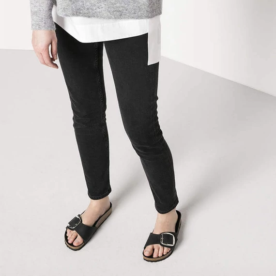 Birkenstock Madrid Big Buckle egypántos papucs keskeny | Fekete bőr | Black leather