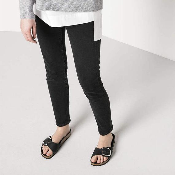 Birkenstock Madrid Big Buckle egypántos papucs keskeny | Fekete bőr | Black leather