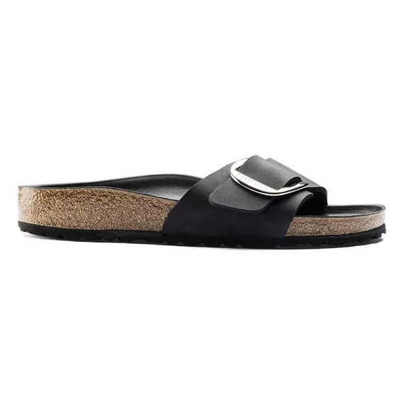 Birkenstock Madrid Big Buckle egypántos papucs keskeny | Fekete bőr | Black leather