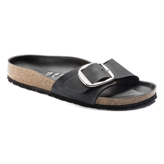 Birkenstock Madrid Big Buckle egypántos papucs keskeny | Fekete bőr | Black leather