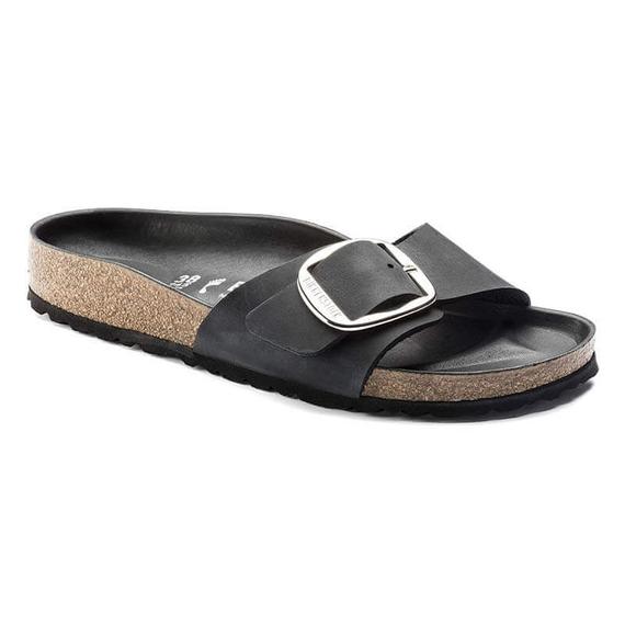 Birkenstock Madrid Big Buckle egypántos papucs keskeny | Fekete bőr | Black leather