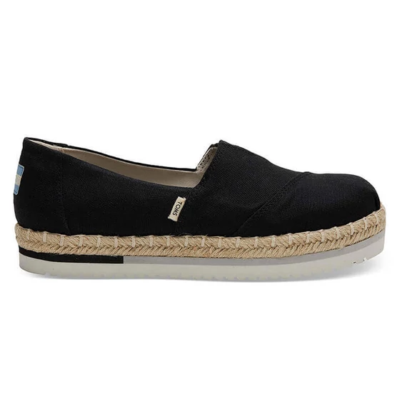 TOMS Alpargatas - Black Canvas Platform - fekete - platform - 36,5