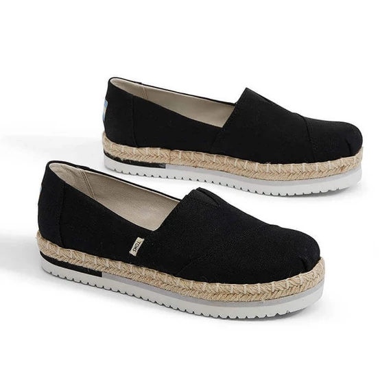 TOMS Alpargatas - Black Canvas Platform - fekete - platform - 36,5
