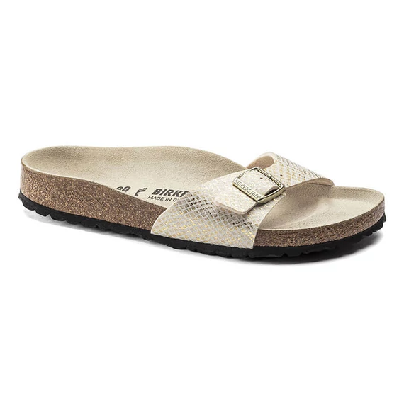 Birkenstock Madrid egypántos papucs keskeny | Fényes tojáshéj kígyómintás | Shiny python eggshell