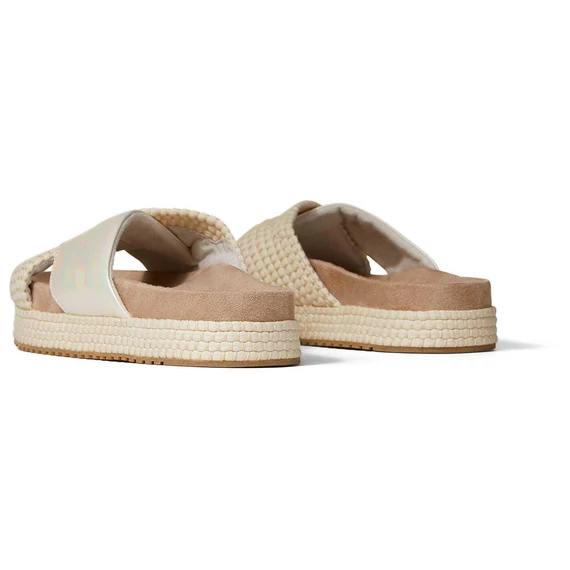 TOMS Paloma Kétpántos papucs | Irizáló ezüst bőr és vászon| Silver irridescent leather with rope