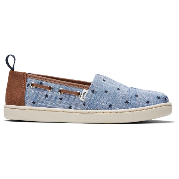 TOMS Youth Alpargatas - Navy chambray stars