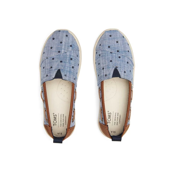 TOMS Youth Alpargatas - Navy chambray stars