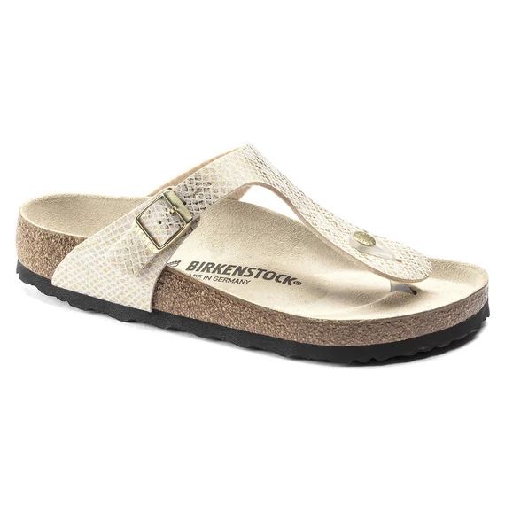 Birkenstock Gizeh lábujjközös papucs keskeny | Fényes tojáshéj kígyómintás | Shiny python eggshell
