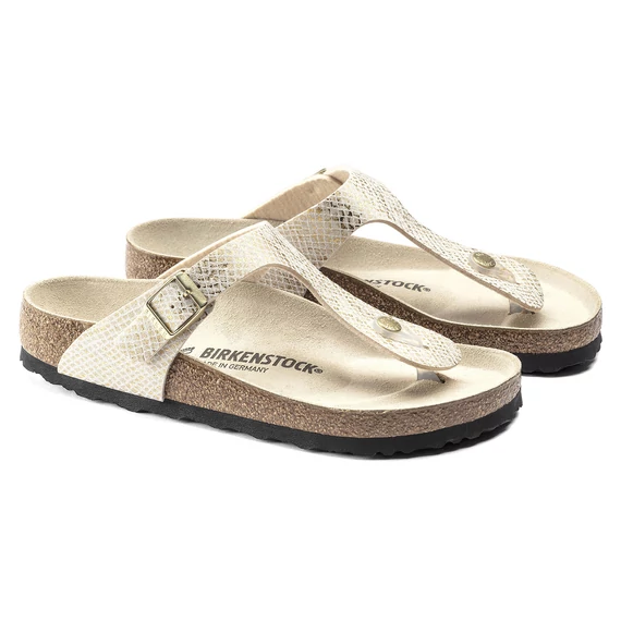 Birkenstock Gizeh lábujjközös papucs keskeny | Fényes tojáshéj kígyómintás | Shiny python eggshell