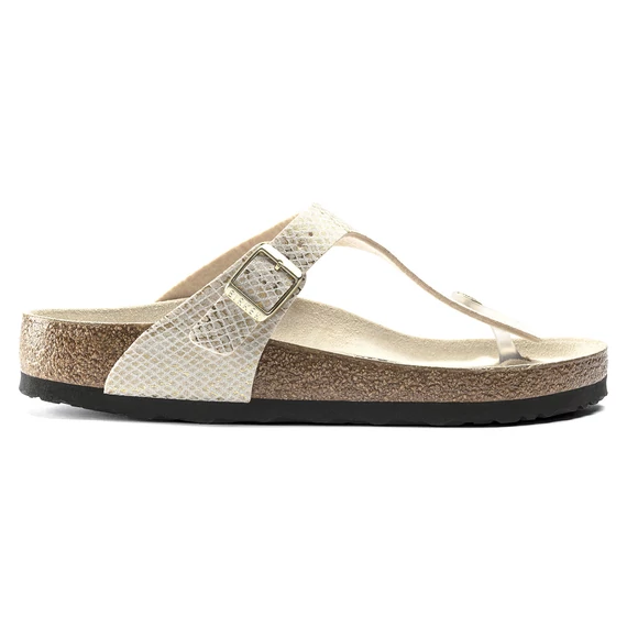 Birkenstock Gizeh lábujjközös papucs keskeny | Fényes tojáshéj kígyómintás | Shiny python eggshell