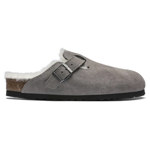 Birkenstock Boston Shearling klumpa bárányszőr béléssel | Szürke velúrbőr | Stone nubuck leather