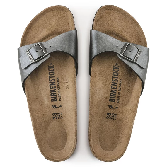 Birkenstock Madrid egypántos papucs keskeny | Csillogó fekete | Metallic Black