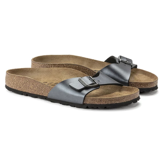 Birkenstock Madrid egypántos papucs keskeny | Csillogó fekete | Metallic Black
